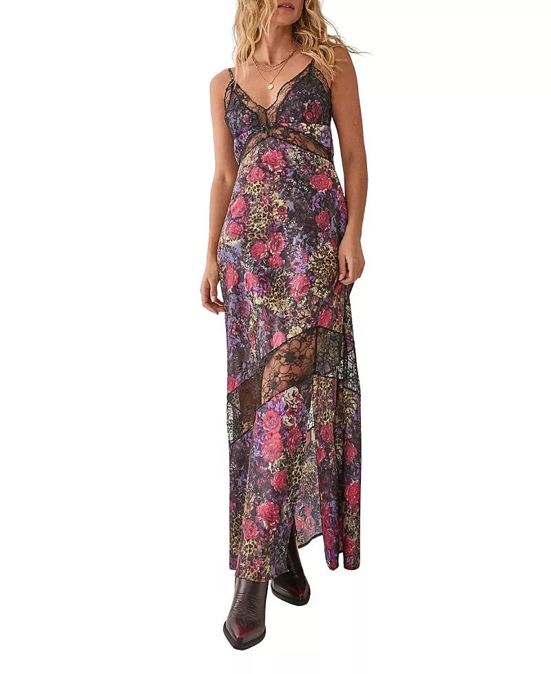 Nasty Gal Satin Lace Maxi Slip Dress