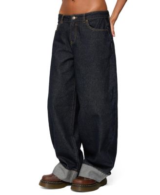  Kella Extra Oversized Low Rise Dark Rinse Wash Jeans