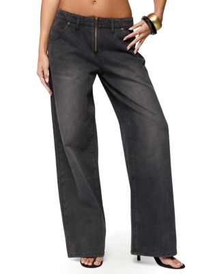 Aliyah Zip Low Rise Black Wash Jeans