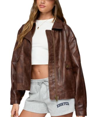 Ardella Oversized Faux Leather Jacket