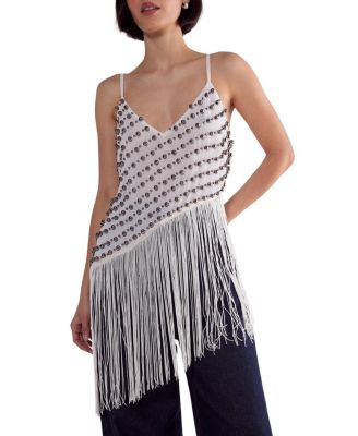  Studded Asymmetric Fringed Cami Top