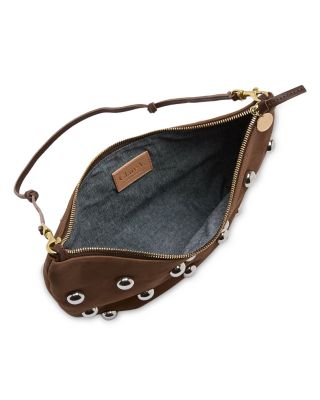 Lune Studded Suede Shoulder Bag