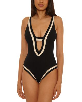 Coast Line Rib Genevieve Plunge One Piece Swimsuit