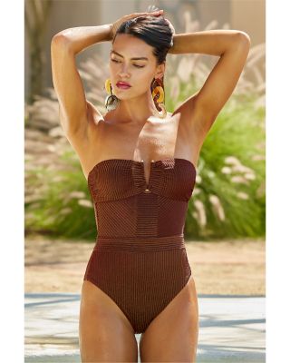 Golden Isle Brinley Rib Bandeau One Piece Swimsuit