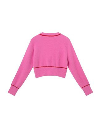 Girls&#39; Eyelash Cardigan Sweater with Satin Bow - Big Kid