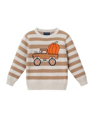 Boys' Fall Striped Sweater with Truck - Little Kid, Big Kid