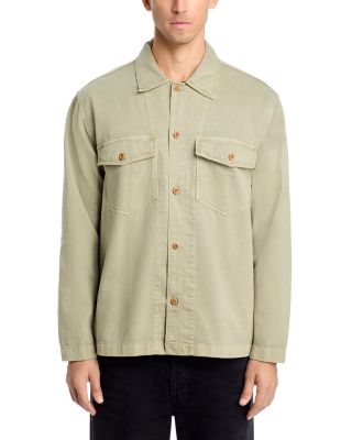 Twill Button Front Shirt Jacket