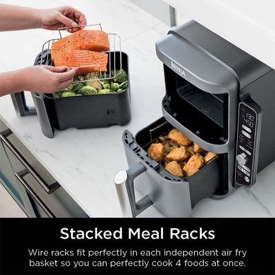DoubleStack XL 10 QT, 6 in 1, 2 Basket Air Fryer, Space Saving Design