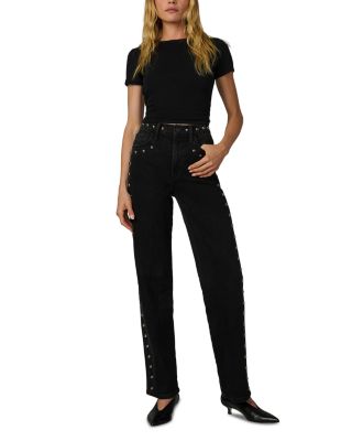 The Margot Studded Straight Jeans in Chic Shadow