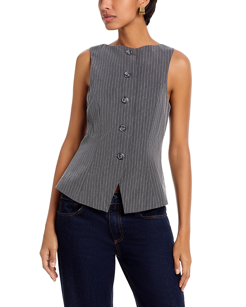 French Connection Minka Pinstriped Vest In Gray