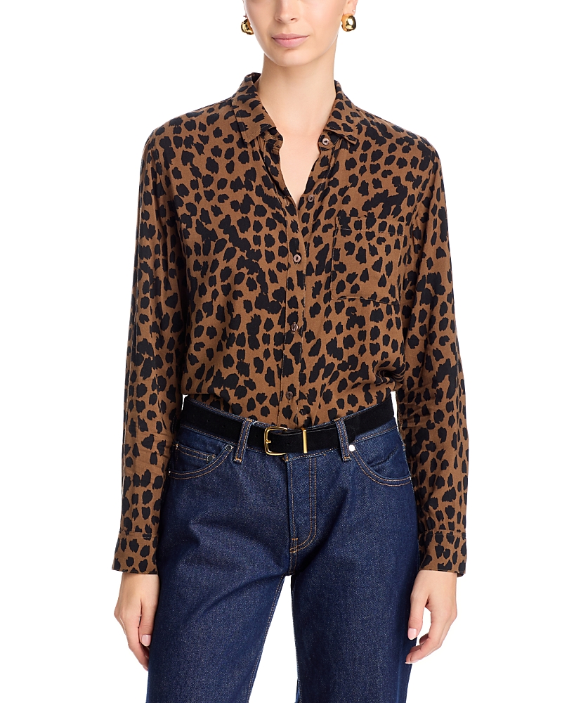 Rails Josephine Leopard Print Button-up Shirt In Brown