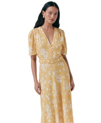 Jemima Crepe Floral Belted Midi Dress