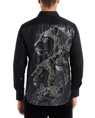 Lion&#39;s Shadow Embroidered Long Sleeve Woven Shirt