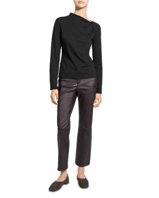 Slash Neck Twist Shoulder Top