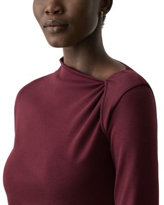Slash Neck Twist Shoulder Top