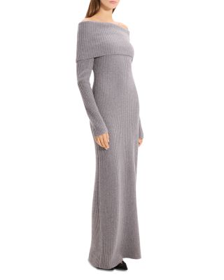 Off-the-Shoulder Ribbed Wool and Cashmere Dress