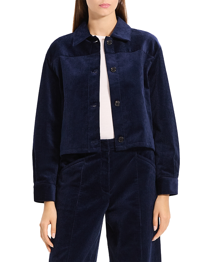 Theory Corduroy Shirt Jacket In Blue