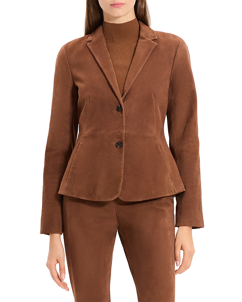 Theory Shaped Suede Blazer In Brown