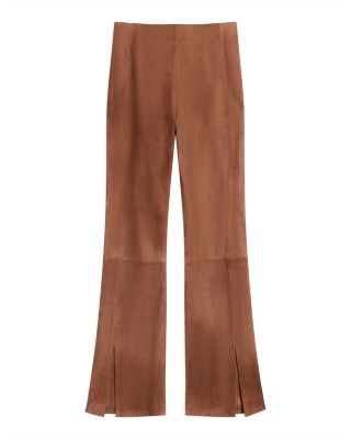 Suede Slit Hem Pants