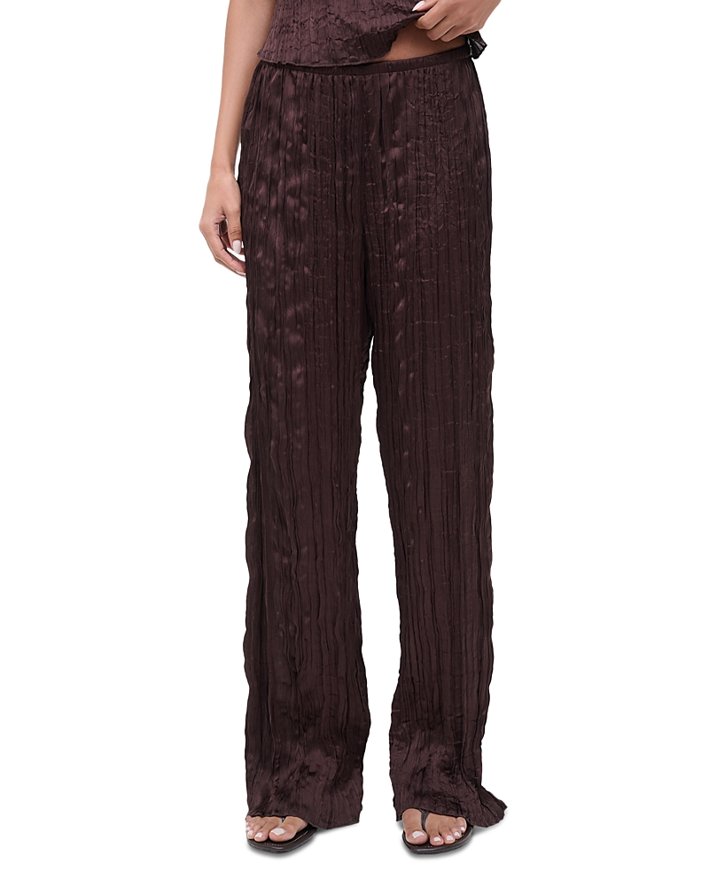 Staud Nami Pleated Pants In Brown