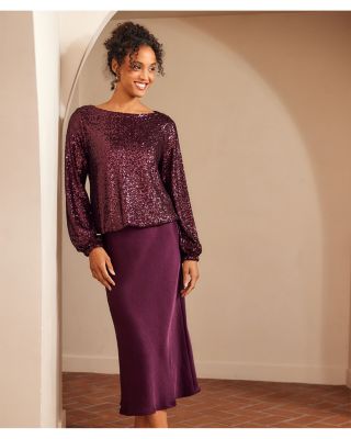 Sequin Boat Neck Top