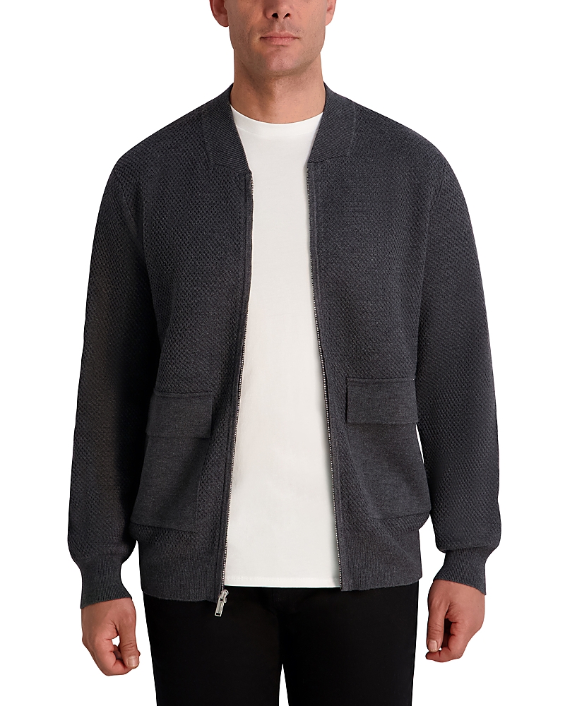 Karl Lagerfeld Textured Bomber Jacket In Gray