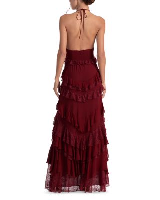 Liana V Neck Ruffle Maxi Dress