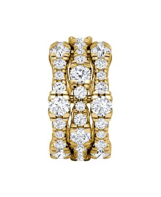  V 3 Row Pave Ring in 14K Gold, 4.56ctw Round Brilliant Lab Grown Diamonds