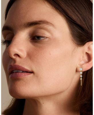 V Linked Tennis Earring in 14K Gold, 1.1ctw Round Brilliant Lab Grown Diamonds