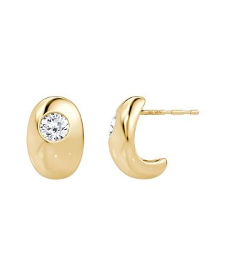  Dome Huggie Hoop in 14K Yellow Gold, 0.5ctw Round Brilliant Lab Grown Diamonds