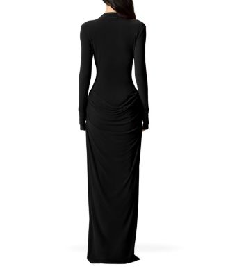 High-Neck Ruched Maxi Dress