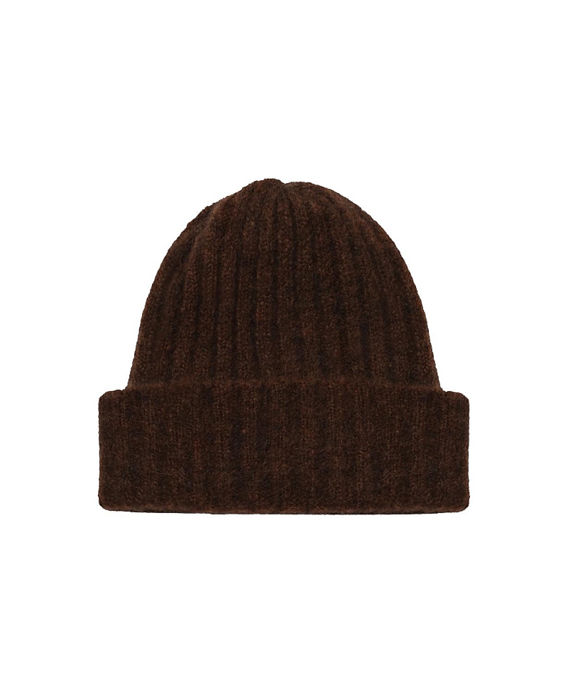 Hyer Goods Upcycled Alpaca Wool Chunky Rib Beanie In Brown