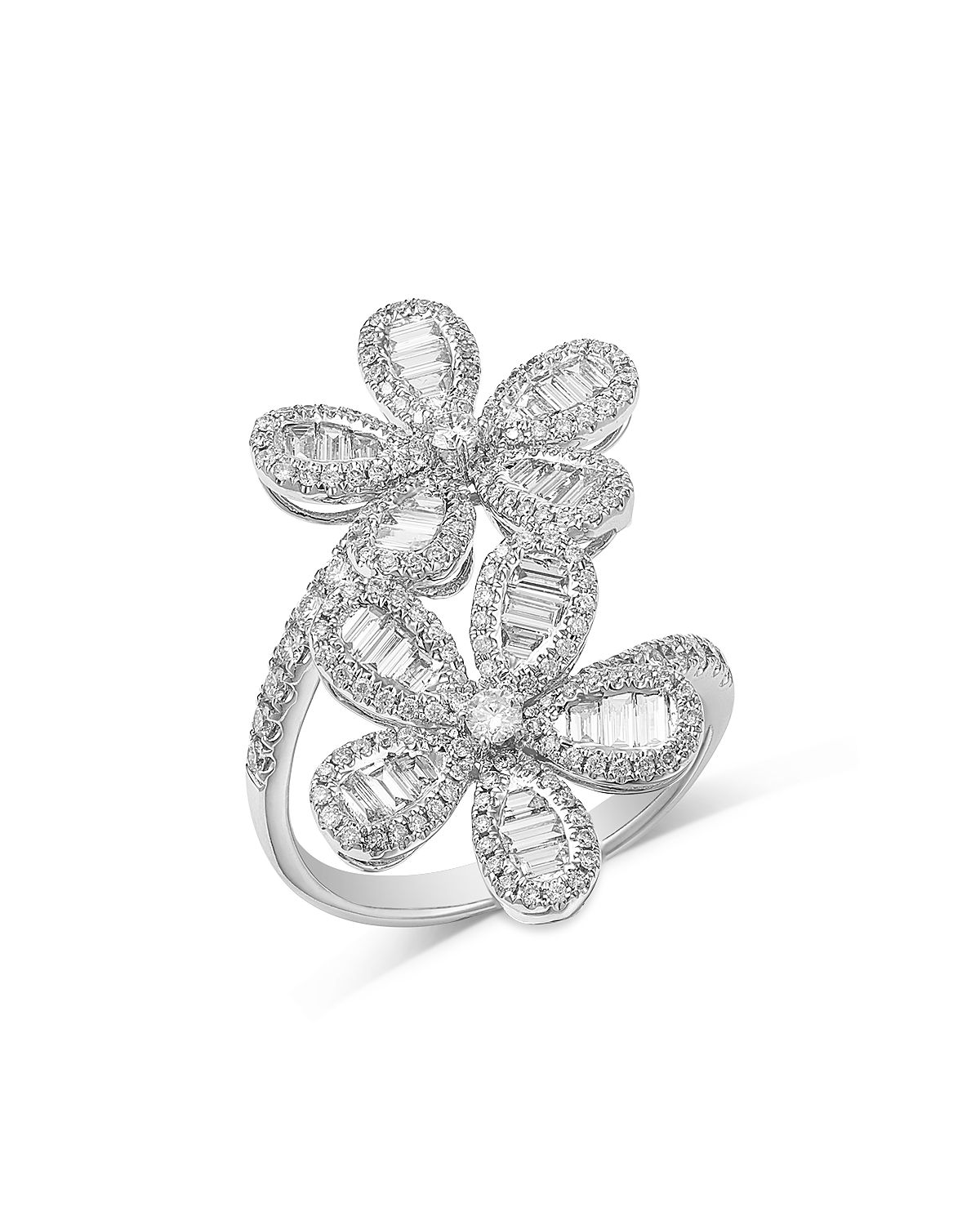 Bloomingdale's Fine Collection Diamond Round & Baguette Daisy Bypass Ring