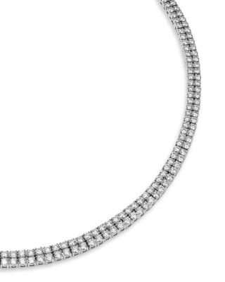 Diamond Tennis Choker Necklace in 14K White Gold, 8.0 tcw