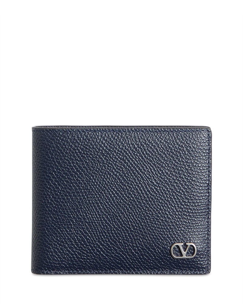 Valentino Garavani Leather Billfold Wallet in Marine