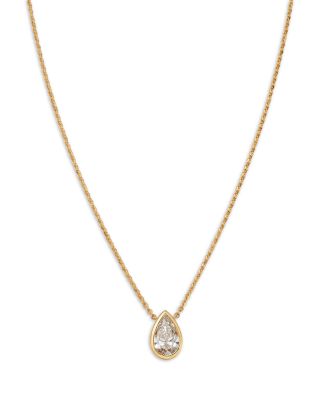 Luxe Collection Certified Lab Grown Diamond Pear Bezel Solitaire Pendant Necklace in 14K Yellow Gold, 1.5 tcw