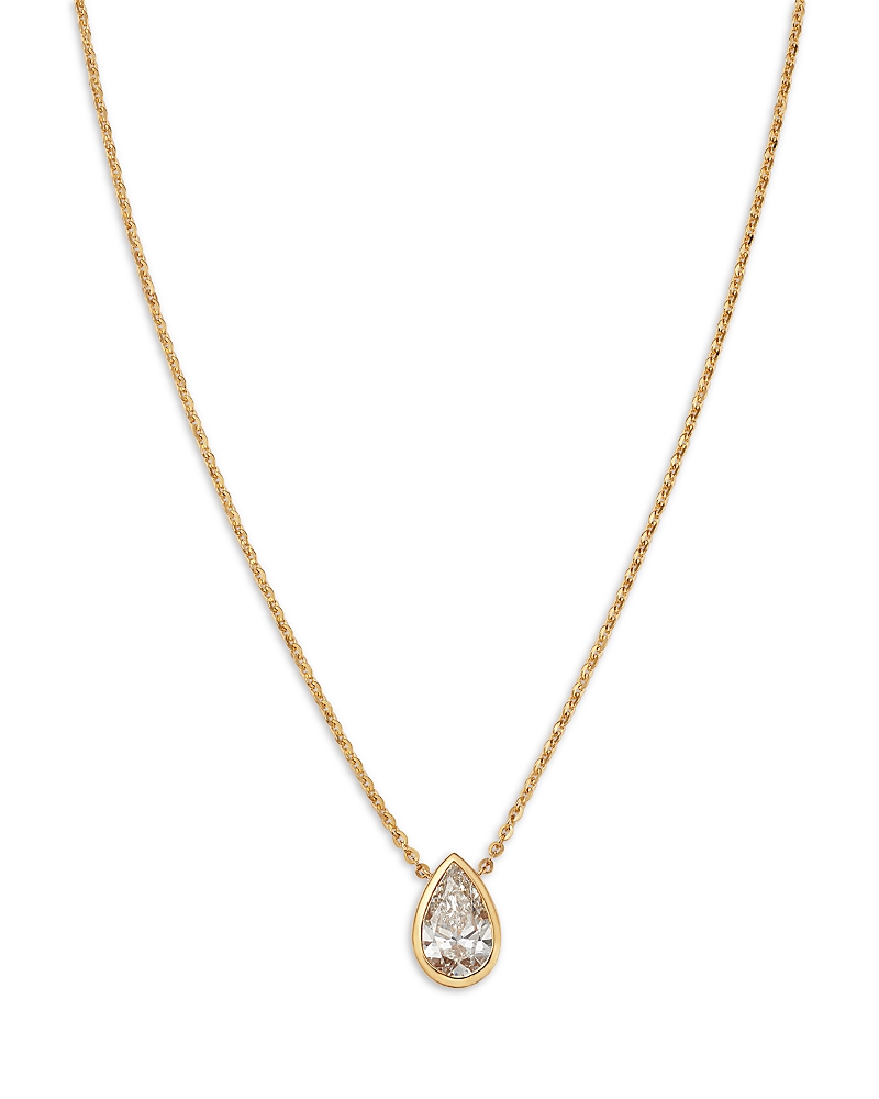 Bloomingdale's Fine Collection Luxe Collection Certified Lab Grown Diamond Pear Bezel Solitaire Pendant Necklace in 14K Yellow Gold, 1.5 tcw