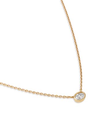 14K Yellow Gold Lab Grown Diamond Solitaire Pendant Necklace, 18"