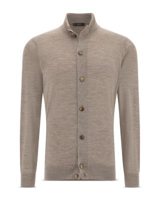Wool Silk Cashmere Mock Neck Cardigan