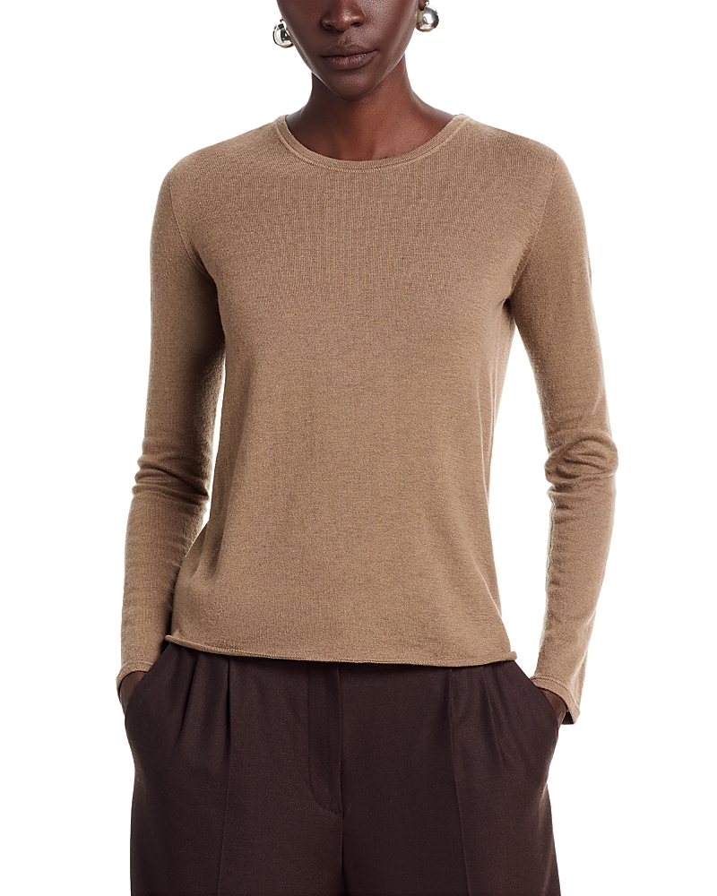 Majestic Cashmere Melange-knit Crewneck In Brown