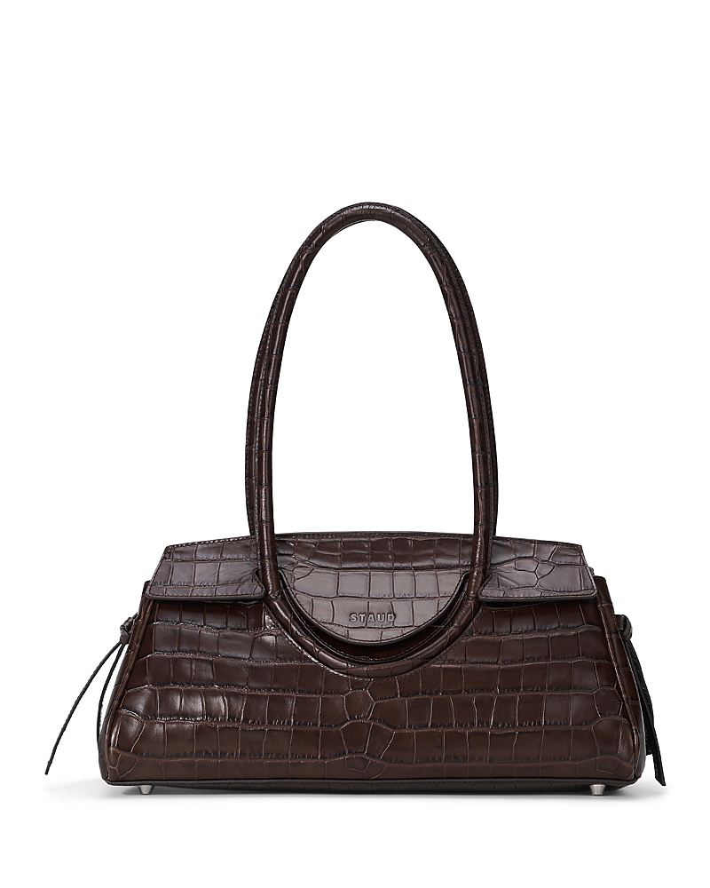 Staud Maude Embossed Leather Shoulder Bag In Brown