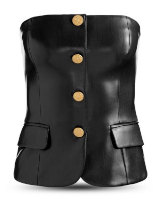 Madison Faux Leather Strapless Top