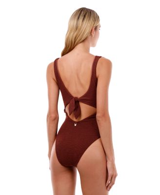 Textured Wave Barn Twix Cut Out, Moderate Coverage One Piece