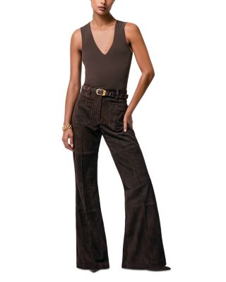 Priya High Rise Suede Flare Leg Pants