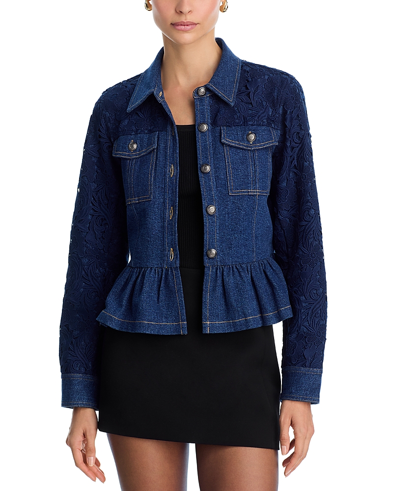 Cinq a Sept Kerrigan Lace Trim Denim Jacket