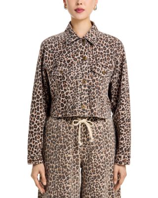 Stretch Denim Crop Jacket & Denim Wide Leg Pants