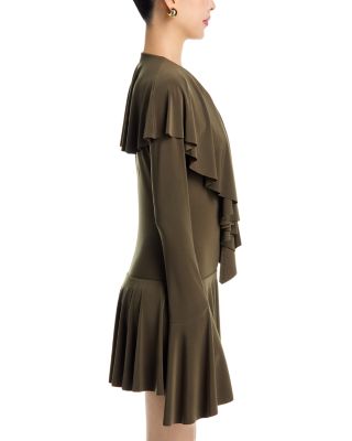 Deep V Neck Ruffled Mini Dress