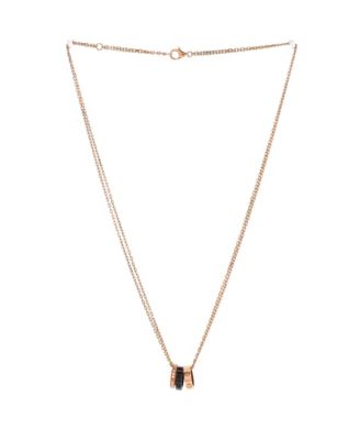 Love 3 Ring Pendant Necklace 18K Rose Gold and Ceramic with Diamonds, 15 - 16.25"