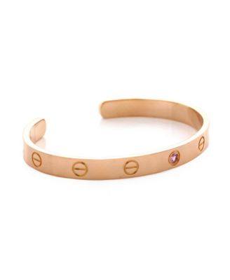  Love Cuff Bracelet 18K Rose Gold with Pink Sapphire