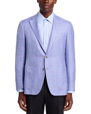 Kei Wool, Silk & Linen Plaid Unstructured Trim Fit Sport Coat